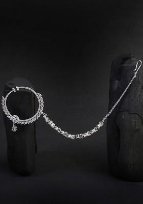 Rhodium Plated Stone Studded Nose Pin