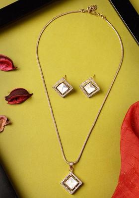 Gold Plated American Diamond Stud Jewellery Set