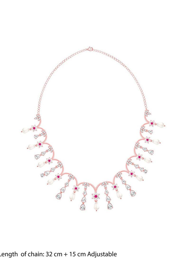 Indya X Giva Rose Gold Plated Sterling Silver Stone Studded Necklace