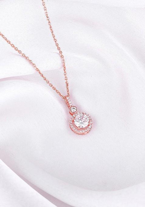 Indya X Giva 925 Sterling Silver Rose Gold Plated Pendant With Link Chain