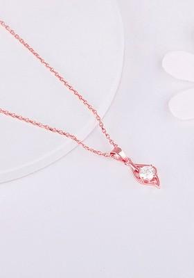 Indya X Giva 925 Sterling Silver Rose Gold Plated Falling Dew Pendant With Link Chain