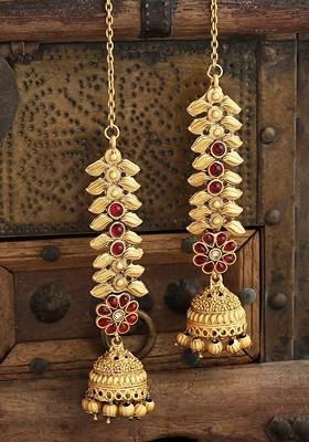 Gold Plated Leaf Shaped Jhumkas Earrings