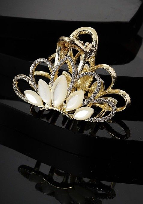 Gold Plated Embellished Claw Clip