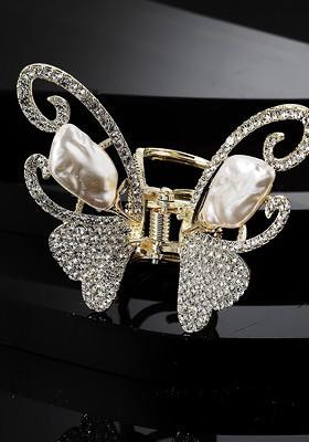 Gold Plated Embellished Butterfly Design Claw Clip