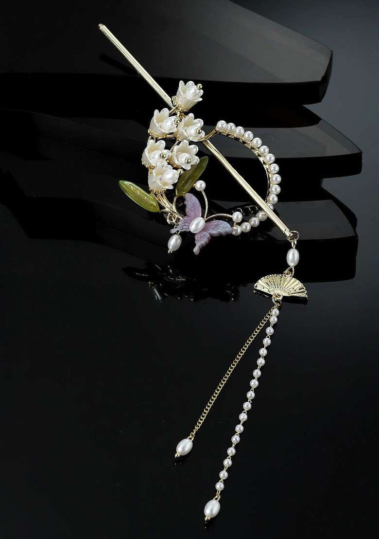 Gold Plated Embellished Hairstick - Indya