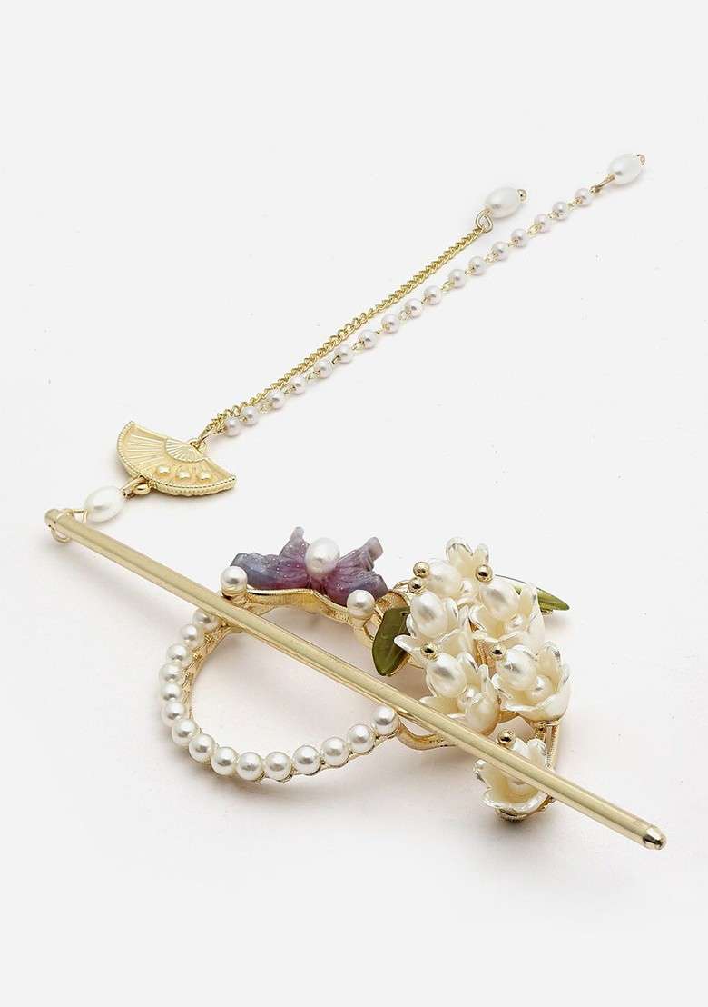 Gold Plated Embellished Hairstick - Indya