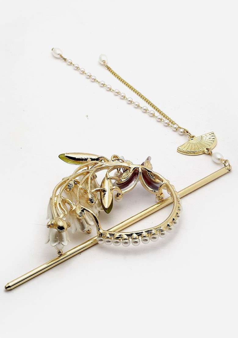 Gold Plated Embellished Hairstick - Indya