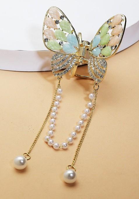 Gold Plated Embellished Claw Clip