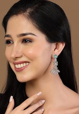 Silver Toned Contemporary Drop Earrings