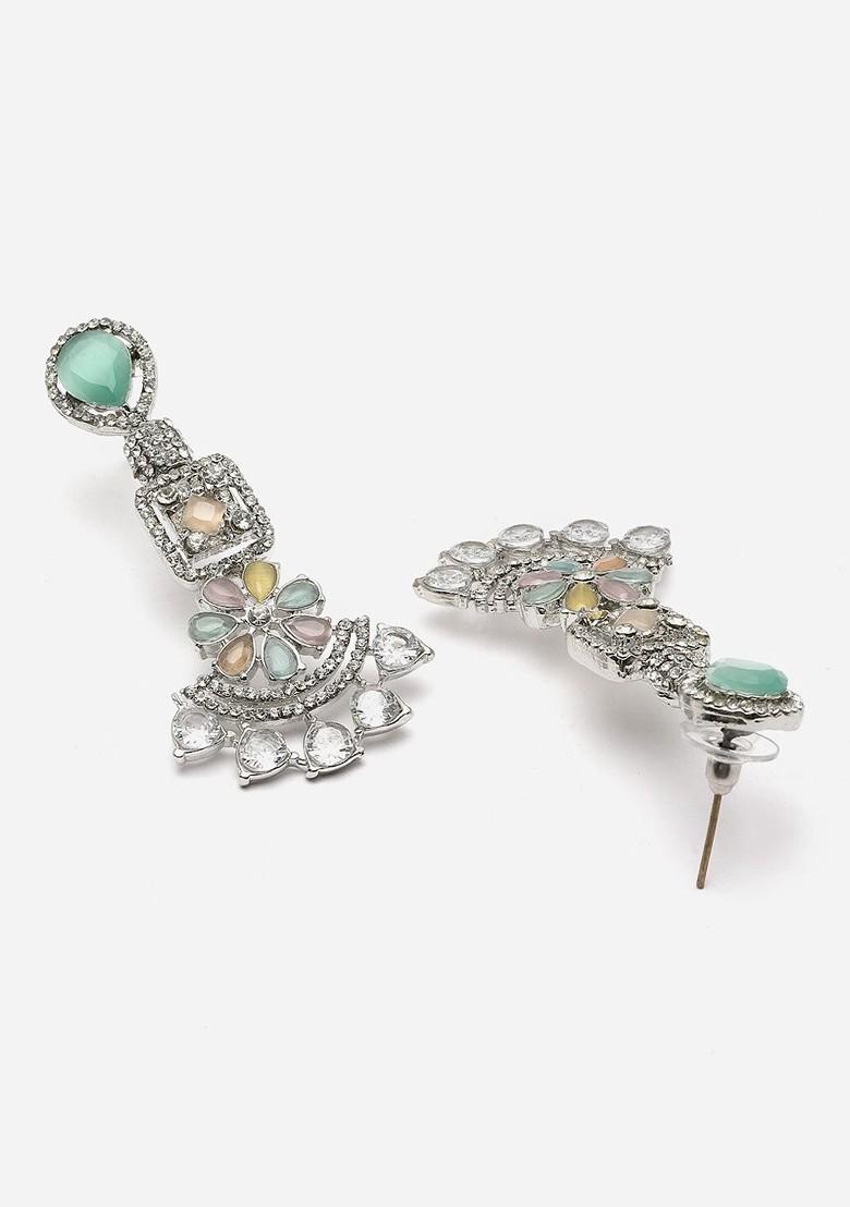 Silver Toned Contemporary Drop Earrings