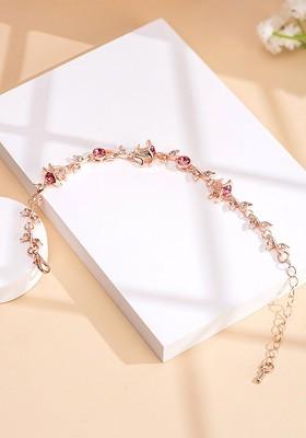 Rose Gold Plated Stone Studded Charm Bracelet