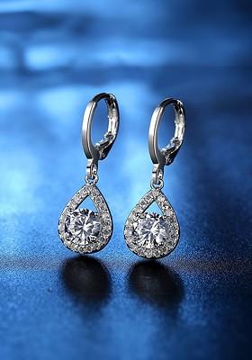 Silver Toned Contemporary Half Hoop Earrings