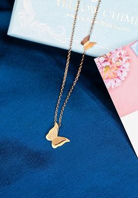 Rose Gold Plated Butterfly Pendant With Chain