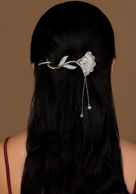 Gold Plated Embellished Claw Clip