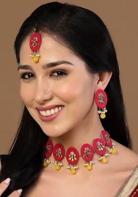 Gold Plated Stone Studded Jewellery Set
