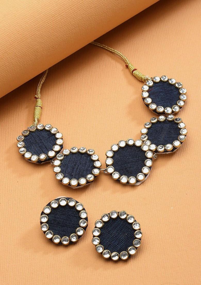 Gold Plated Stone Studded Jewellery Set - Indya