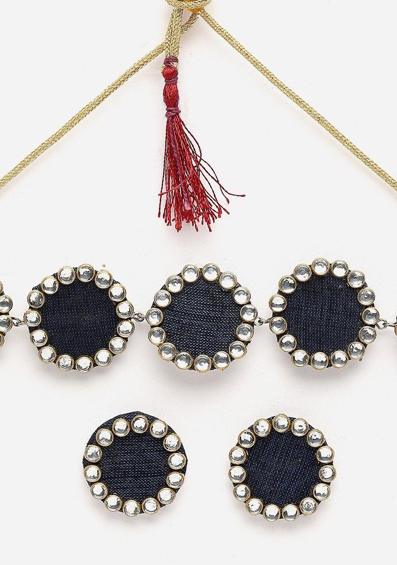 Gold Plated Stone Studded Jewellery Set - Indya