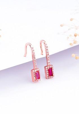 Indya X Giva 925 Sterling Silver Rose Gold Plated Stone Studded Contemporary Drop Earrings