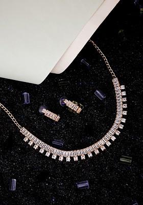 Rose Gold Plated CZ Studded Jewellery Set