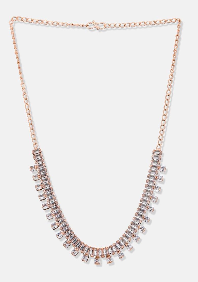 Rose Gold Plated CZ Studded Jewellery Set