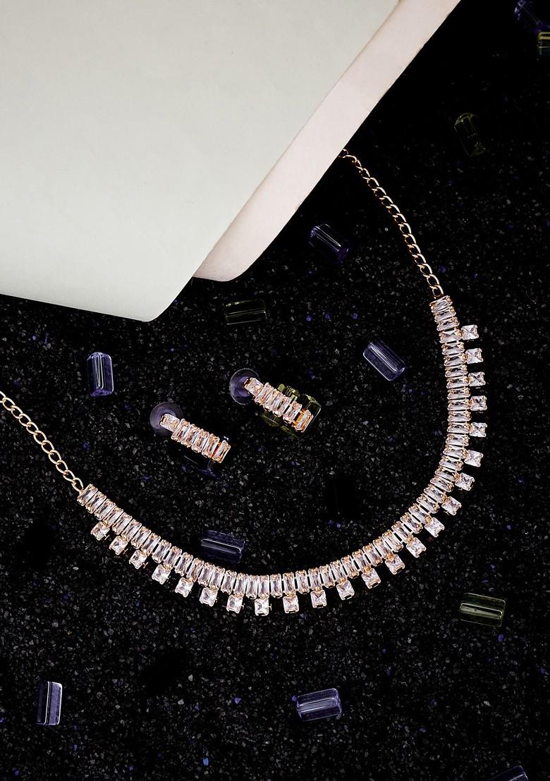 Rose Gold Plated CZ Studded Jewellery Set