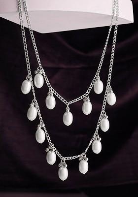 Silver Plated Beaded German Silver Layered Necklace