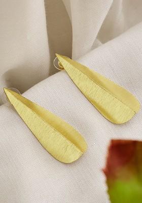 Gold Plated Leaf Shaped Drop Earrings
