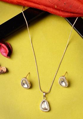 Gold Plated American Diamond Stud Jewellery Set