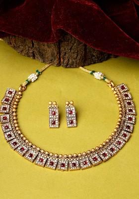 Gold Plated American Diamond Stud Jewellery Set