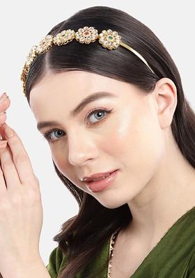 Women Gold-Plated Kundan Embellished Hairband