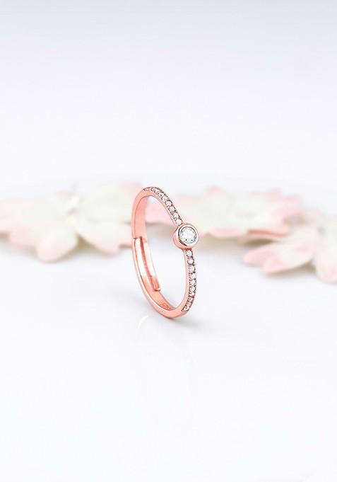 Indya X Giva 925 Sterling Silver Rose Gold Plated Zircon Studded Epitome Of Love Finger Ring