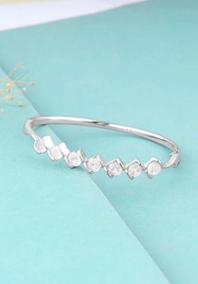 Indya X Giva 925 Sterling Silver Rhodium Plated Cubic Zirconia Bangle Style Bracelet