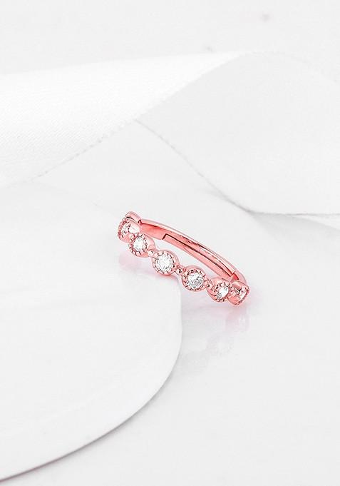 Indya X Giva 925 Sterling Silver Rose Gold Plated Zircon Studded Melange Finger Ring