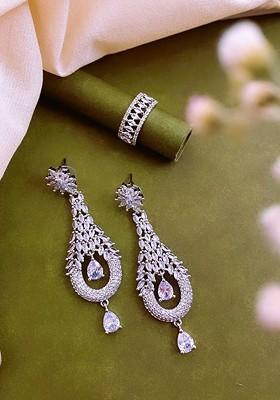 Silver Plated Cubic Zirconia Studded Jewellery Set