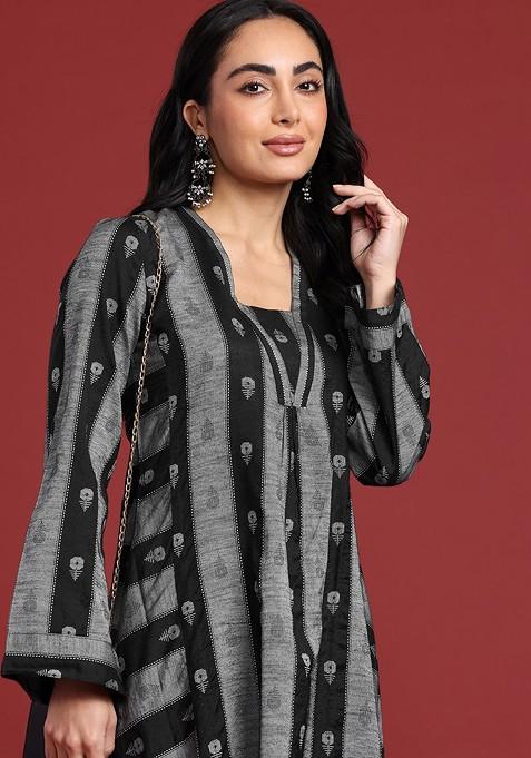 Woven Design Long Sleeves Kurta