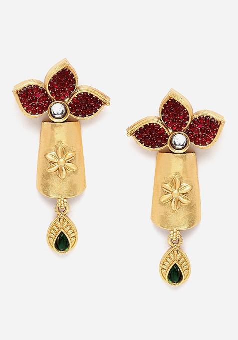 Gold Plated Artificial Stones and Beads Jewellery Set