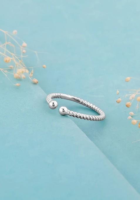 Indya X Giva 925 Sterling Silver Rhodium Plated Adjustable Finger Ring