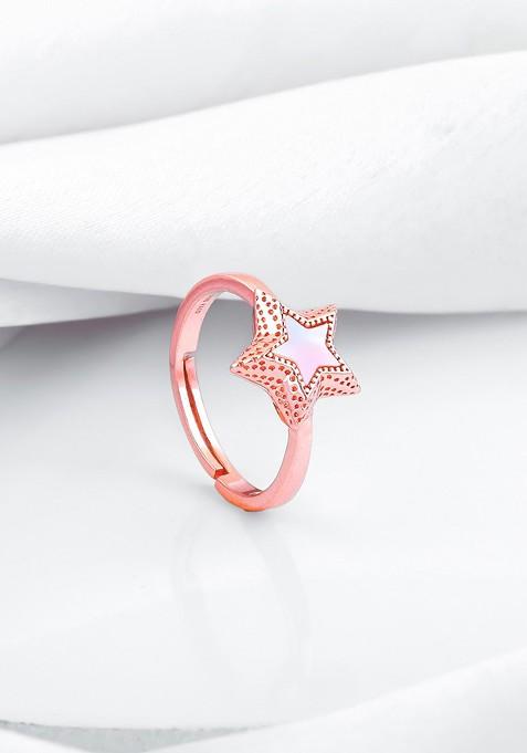 Indya X Giva 925 Sterling Silver Rose Gold Plated Shine Like The Star Adjustable Finger Ring