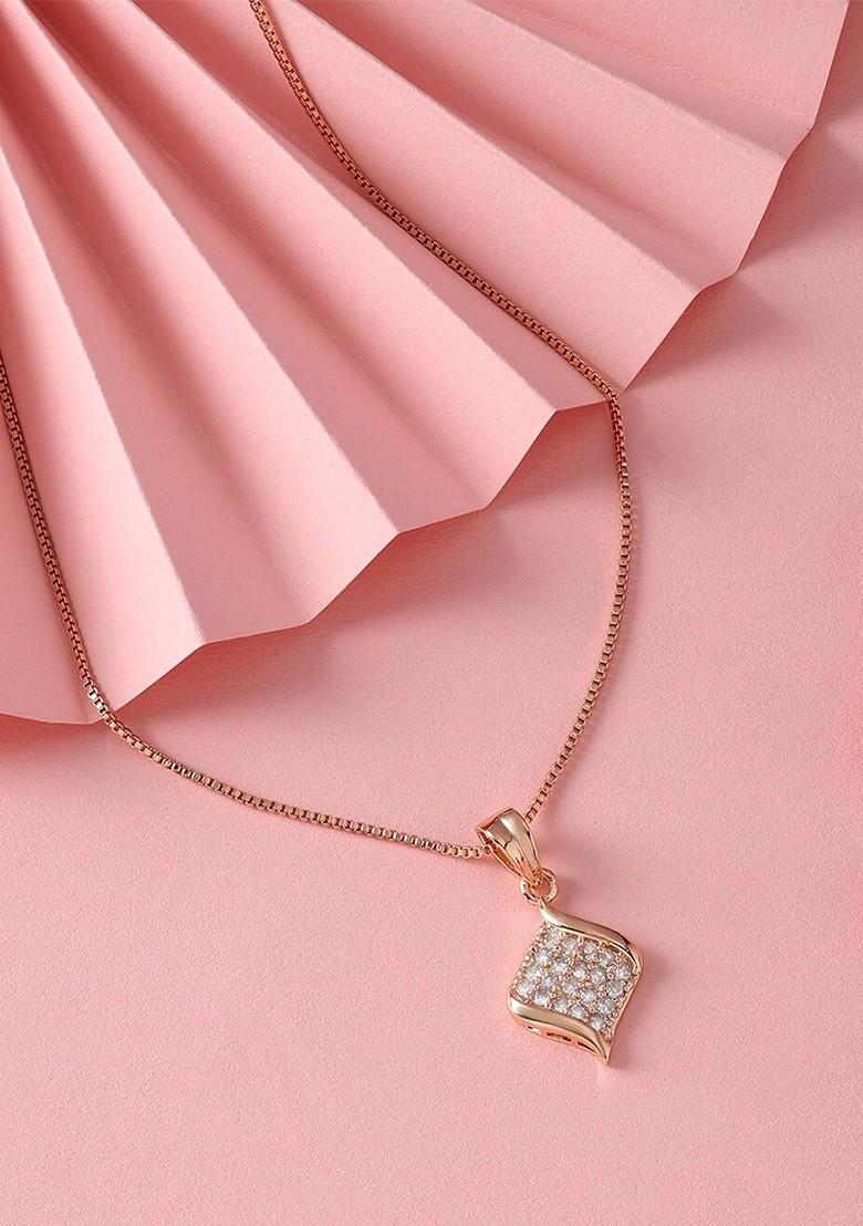 Buy Women Rose Gold Plated Cubic Zirconia Studded