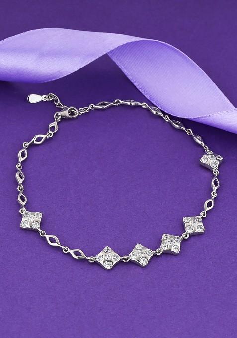 Indya X Giva 925 Sterling Silver Plated Stone Studded Anklet