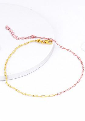 Indya X Giva 925 Sterling Silver Rose Gold And Gold Plated Chain Anklets