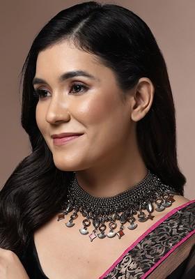 Silver Plated Oxidized Necklace