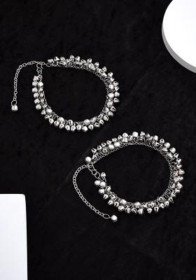 Set Of 2 Silver Plated Anklets