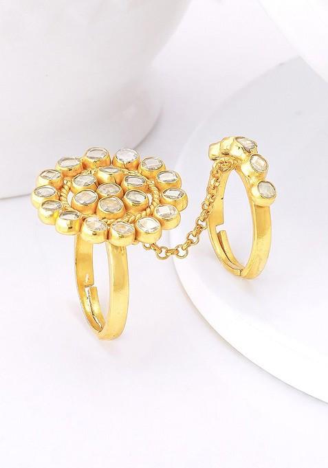 Indya X Giva Gold Plated Stones Studded Adjustable Dilbaro Ring