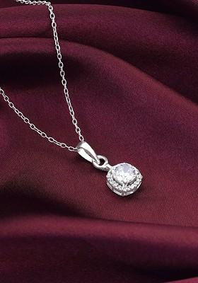 Indya X Giva 925 Sterling Silver Rhodium Plated Stones Studded Pendant With Chain