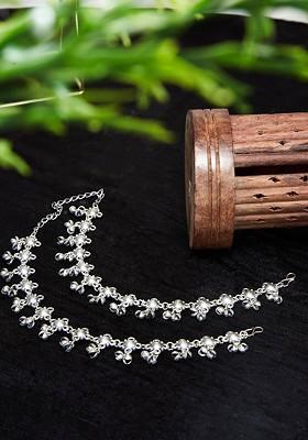 Set Of 2 German Silver Plated Anklet