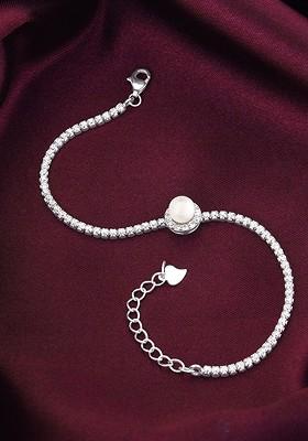 Indya X Giva 925 Sterling Silver Rhodium Plated Link Bracelet