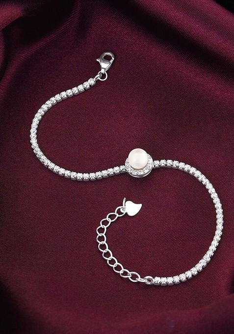 Indya X Giva 925 Sterling Silver Rhodium Plated Link Bracelet