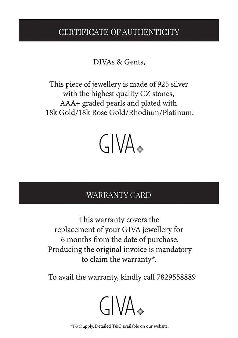 Indya X Giva 925 Sterling Silver Rose Gold Plated Stone Studded Pendant With Chain