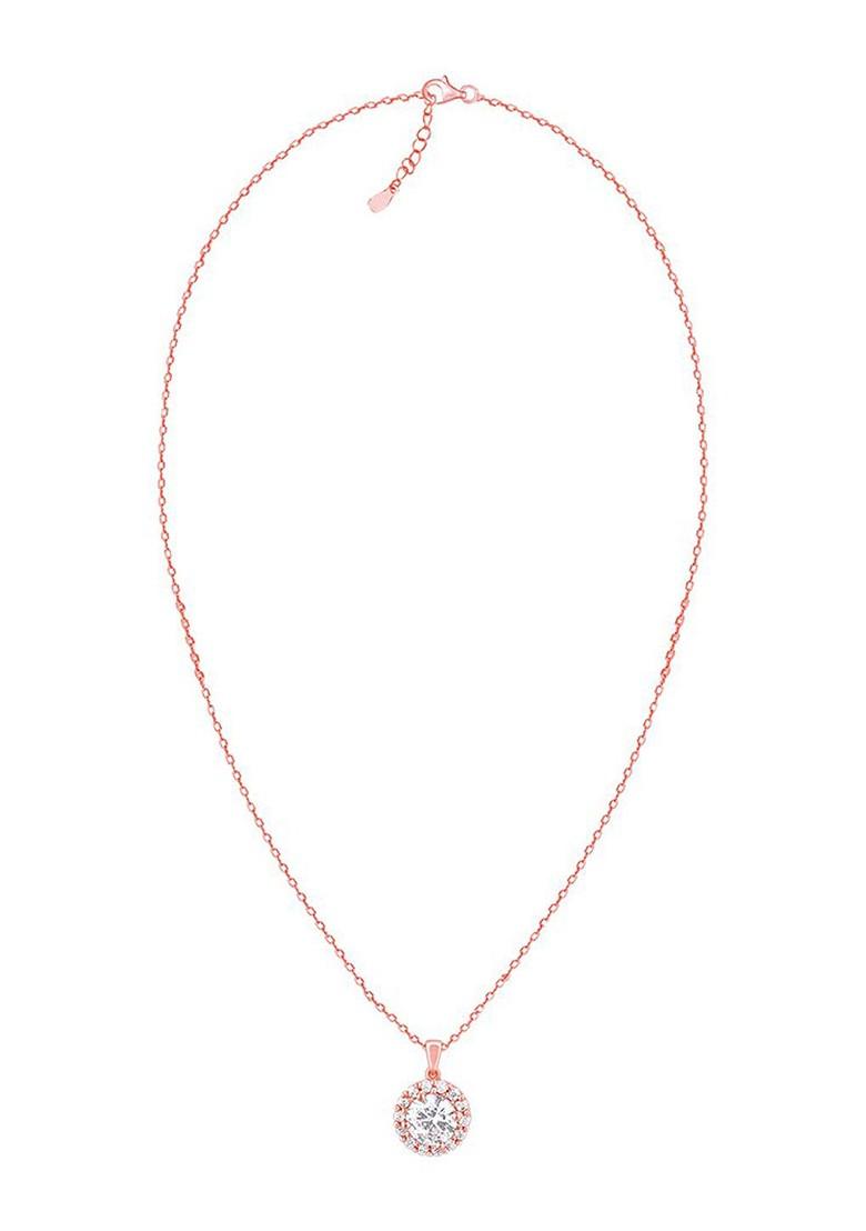 Indya X Giva 925 Sterling Silver Rose Gold Plated Stone Studded Pendant With Chain